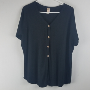 7th Ray Black Cardigan Waffle Thermal Top Sz Small Shirt‎